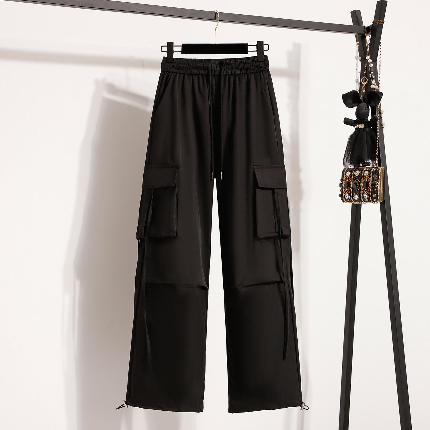 

DIMANAF Большие размеры Летние длинные брюки Женские однотонные шаровары с эластичной резинкой на талии Повседневные свободные винтажные свободные брюки Новые шаровары 2XL