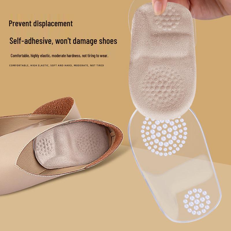 Self-Adhesive Gel Heel Pad: Orthopedic, Massage, Shock-Absorbing, Non-Slip, Invisible, Soft Granules, Half Size for Men & Women
