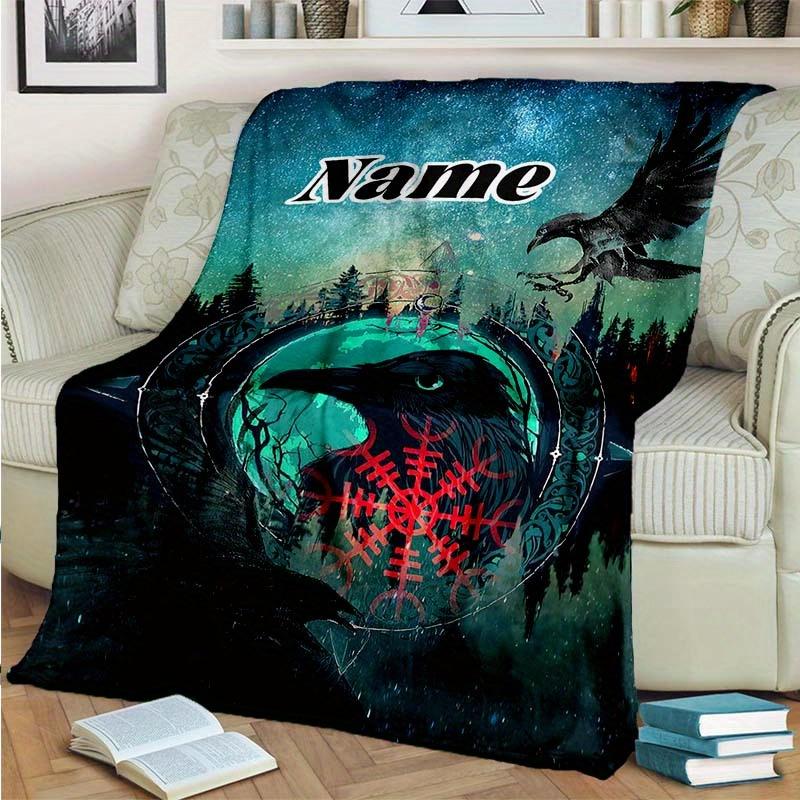 Viking Raven Customize Your Name Blanket Warm Comfortable And Soft Blankets Are Suitable For Home Lunch Break Blanket Office Sofa Sofa Gift To