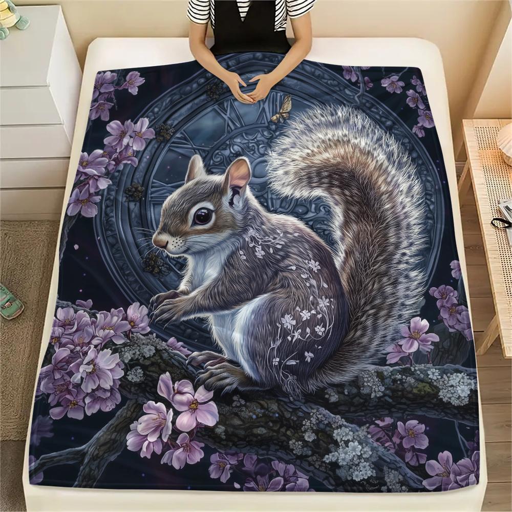 Ardilla, Manta de Franela con Patrón, Alta calidad Cómoda para Todas las Estaciones, Decoración del Hogar, Calidez y Comodidad, Perfecta para Regalos.