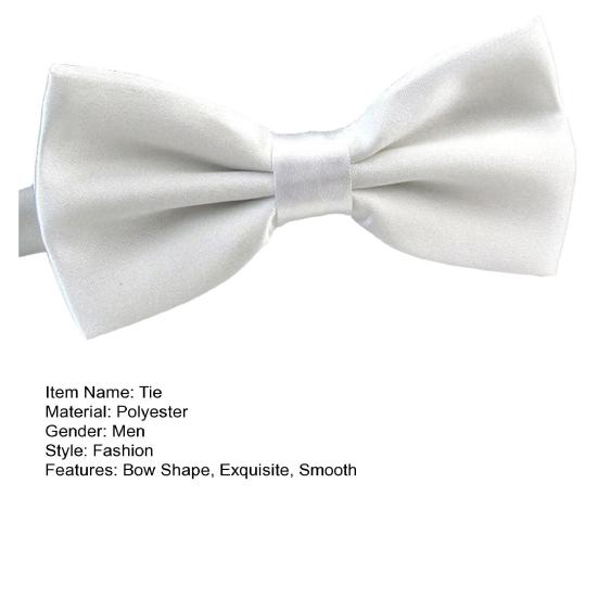 Men Tie Bow Smooth Solid Color Adjustable Lightweight Korean Style Wedding Tie for Party Banquet Prom
