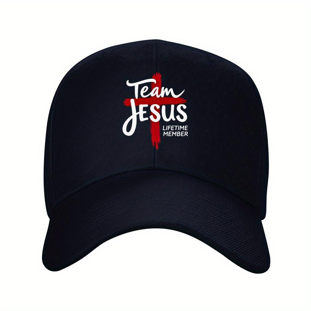 pc Christian Baseball Cap with Jesus Name Red Cross Adjustable Strap Lightweight Polyester Religious Hat for Church Golf