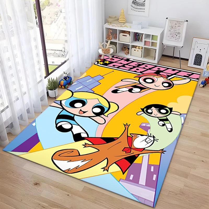 1Pc The Powerpuff Girls Printed Rectangle Carpet, Home Door Mat, Outdoor Travel Protection Carpet A7