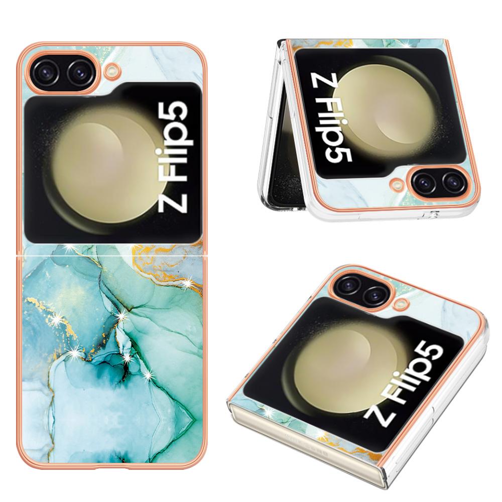 For Samsung Galaxy Z Flip5 5G TPU Case with IMD Marble Pattern Electroplated Back Cover