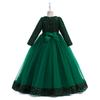 Langärmliges Winterkleid für Blumenmädchen zur Hochzeit, Weihnachtskleid, Prinzessinnen-Festzug, langes Kleid, Kinderkleider für Mädchen, formelles Abendkleid