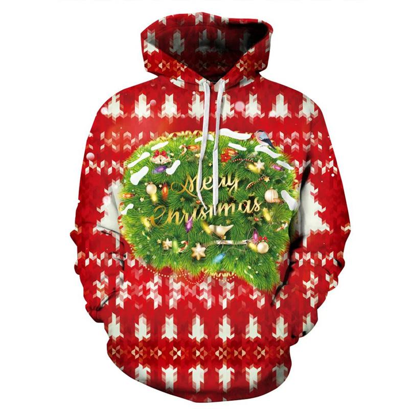 Cartoon Christmas Present Hoodie For Men New In 3D Printed Xmas Pullover Sweatshirts Men's Holiday Pullover Hoody Tops