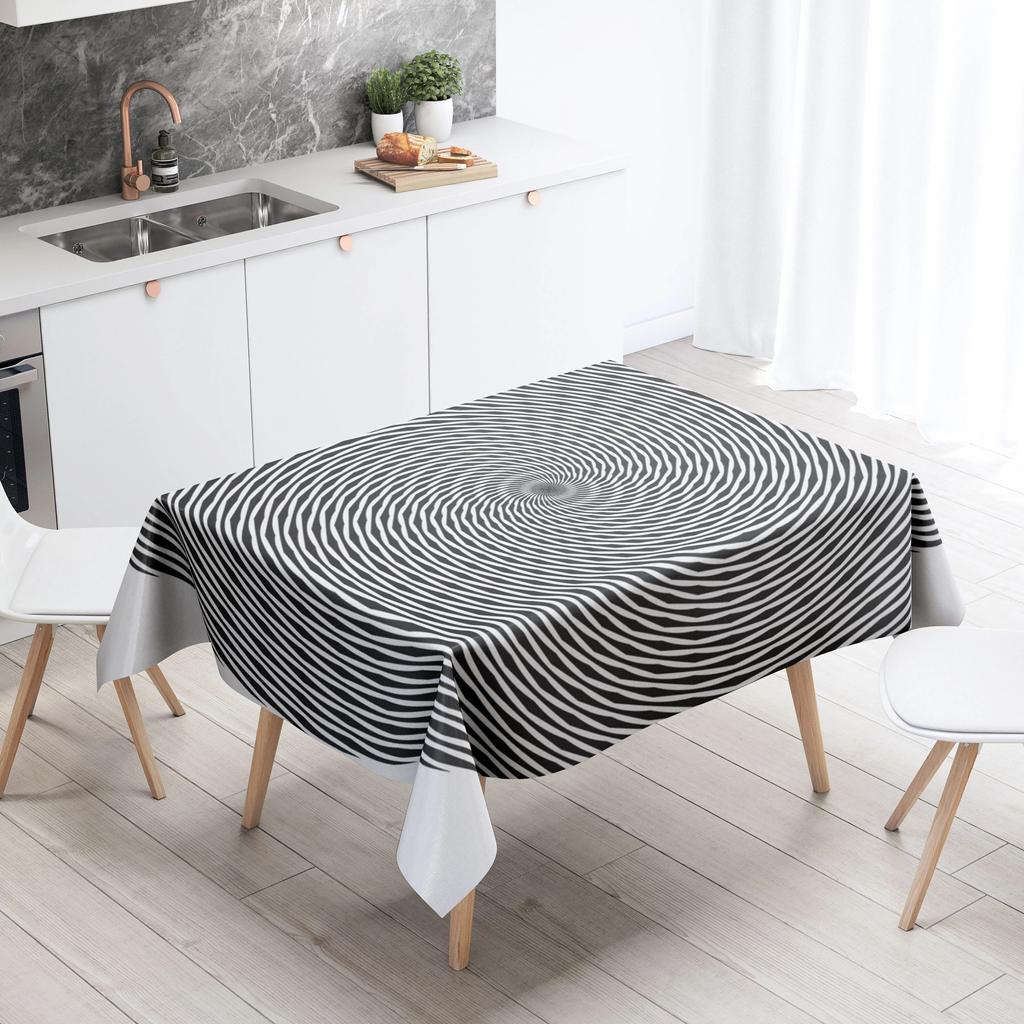 Abstract Ripple Tablecloth Home Decor Stain Resistant Waterproof Table Decoration Rectangular Kitchen Fireplace Tops