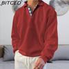 BITCED Autumn Long-Sleeved V-Neck Men's Collared Oversized Hoodie