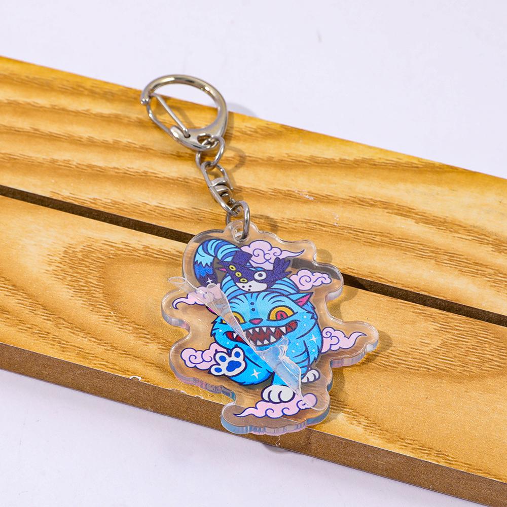 Anime Movie KPop Demon Hunters Tiger Crow Acrylic Pendant Keyring - Halloween Carnival Prop Jewelry for Backpack Decorations