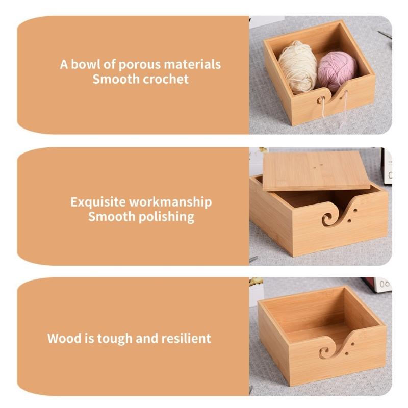 Square Knitting Bowl Crocheting Bowl Wool Holder Knitting Bowl Holder Wool Storage Bowl Knitting Accessories for Daily
