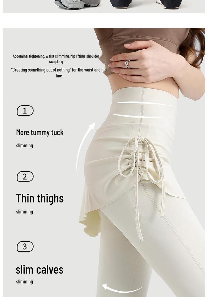 2026 Women's High-Waisted Faux Two-Piece Micro-Flare Yoga Pants - Anti-Exposure, Slimming, Casual Sportswear
