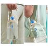 Square Flat Transparent Portable Water Bottle with adjustable strap lightweight for hiking school travel office