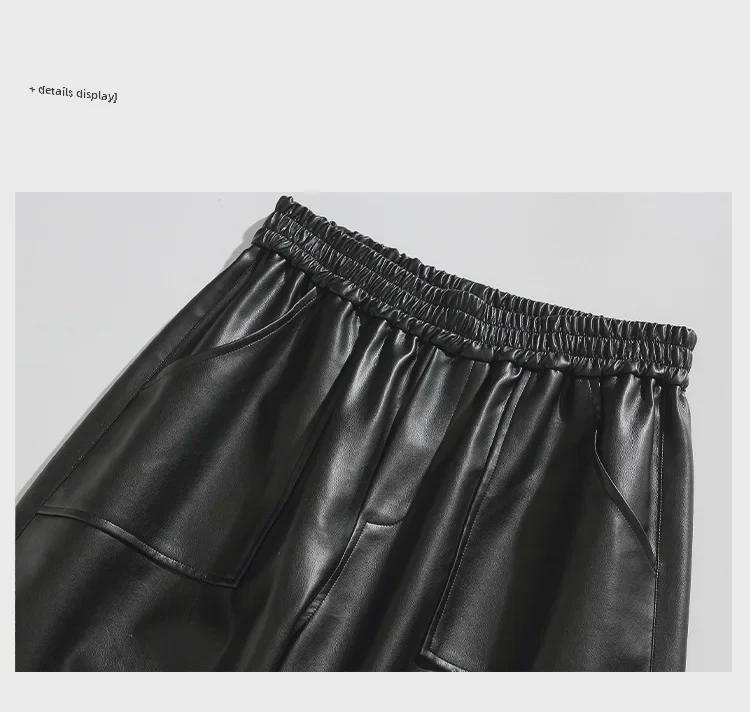 Retro West Coast Çok Cepli Tulum: Rahat Hip-Hop Sokak Stili Punk Deri Pantolon