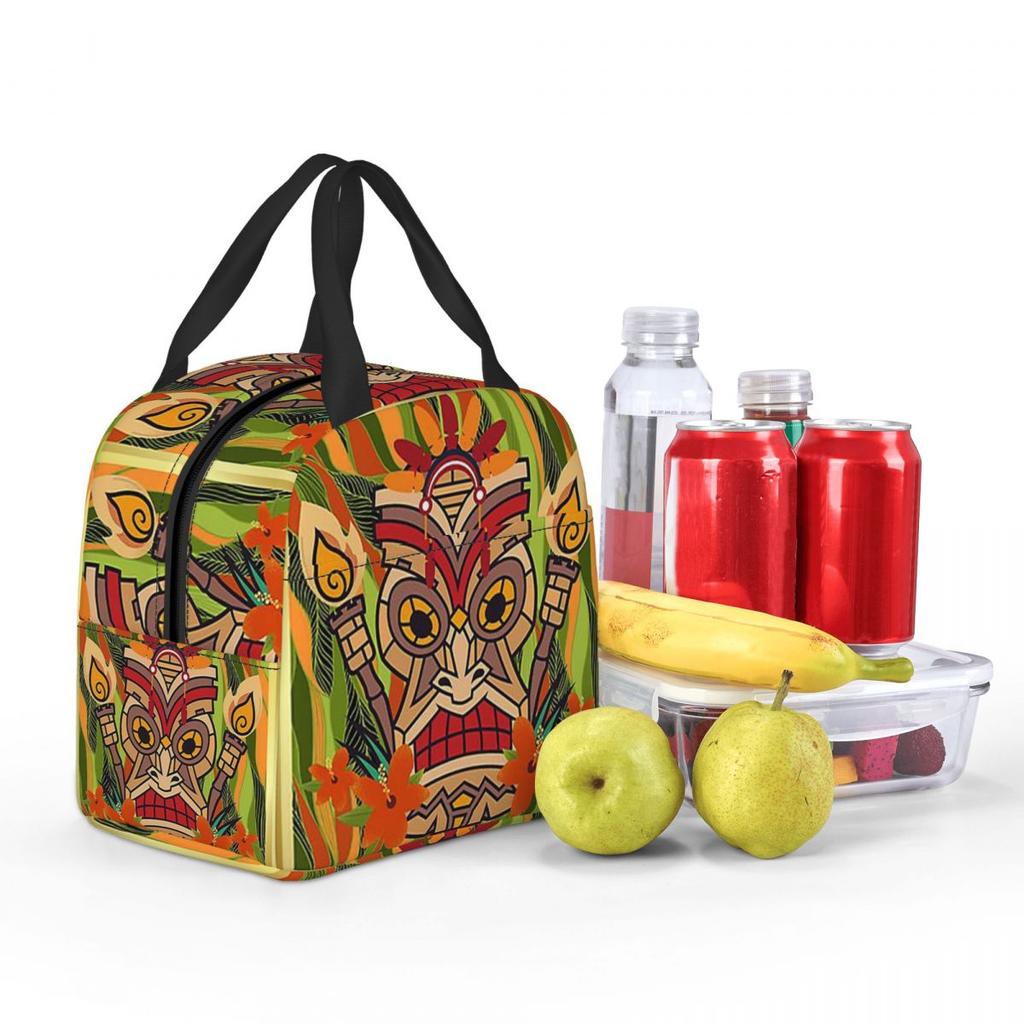Ethnic Totems Of Indians Tiki Insulated Lunch Bag for Kids School Cooler Thermal Food Box Tote Leakproof Lunch Boxes Container