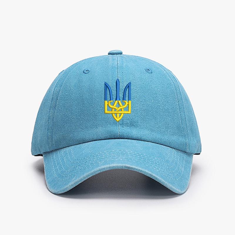 Embroidery Ukraine Trident Symbol Cotton Washed Fashion Sports Baseball Cap Adjstable Hip Hop Urban Street Style Dad Hat Visor Protection Snapback