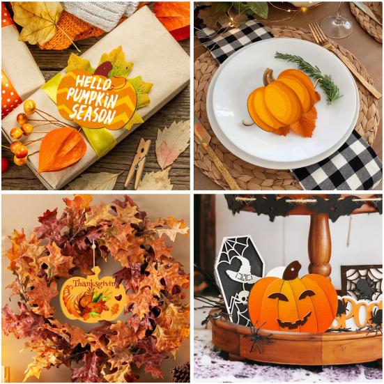 Wooden Pumpkins Ornaments to Paint Unfinished Blank Pumpkin Cutouts for Autumn Thanksgiving Harvest DIY Crafts Halloween Party Supplies