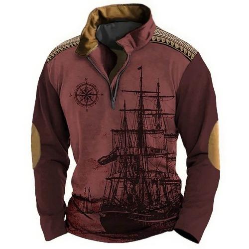 Fashion Men's Sweatshirt 3d Printed Half Zip Men's Polo Shirt