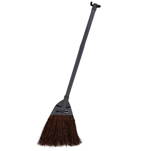 Nihon Clean Tech Heavy-Duty Garden Broom with Short Red Fern Handle, 23cm Wide x 75cm Long, Outdoor Use, Made with Strong Natural Fiber, for Sweeping