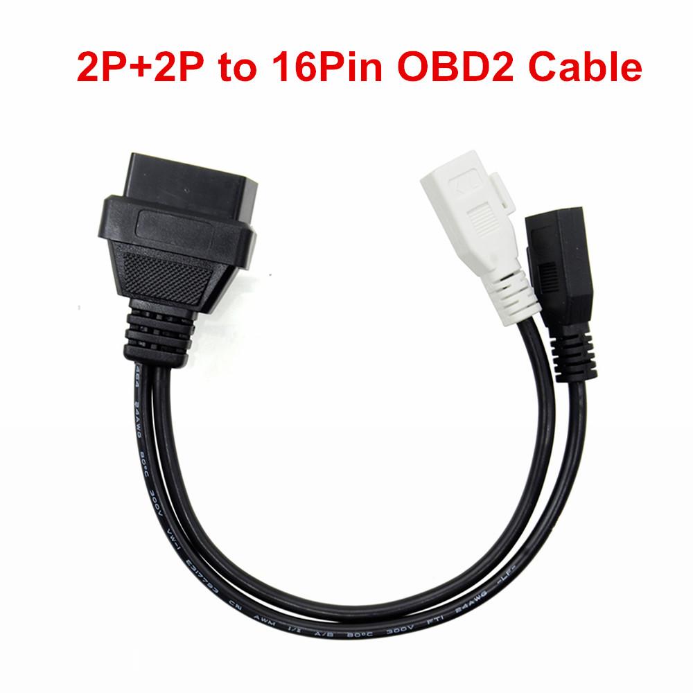 Dual Female Y Splitter Elbow 16Pin OBD 2 Extender ODB OBD2 Cable 16 Pin Male To Female Flat Noodle OBD2 Extension Cable