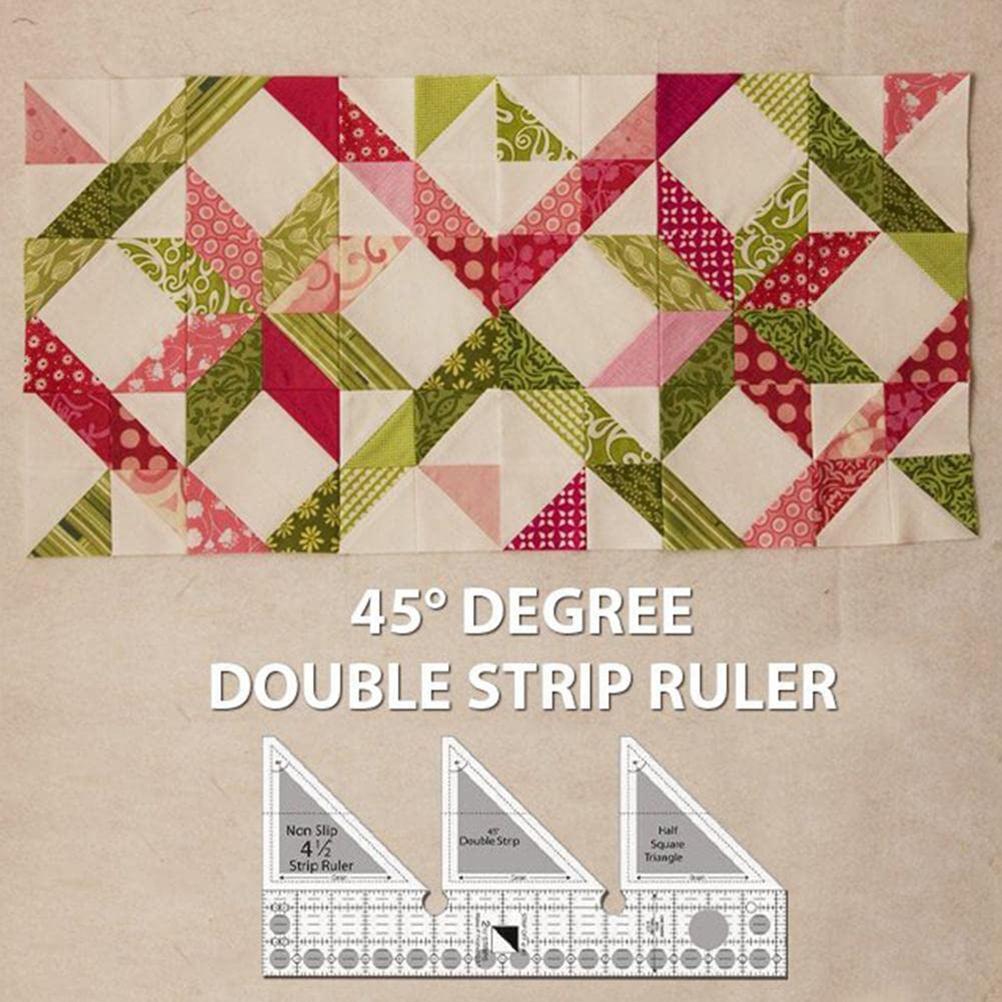 Règles quadrillées 45 60 90 degrés Règle à double bande Acrylique transparent Antidérapant Guide de coupe triangle quart pour la couture