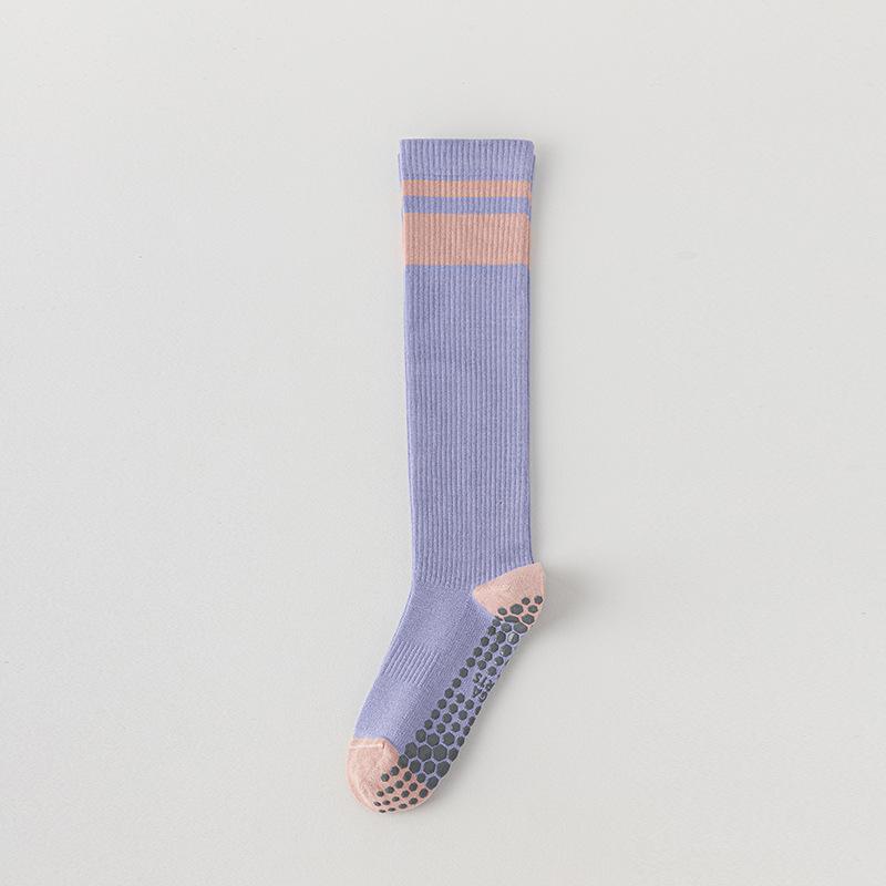 Women's Two Bar Collision Color Absorbs Sweat Breathable Deodorant Fast Dry Glue Non Slip Long Tube Yoga Socks