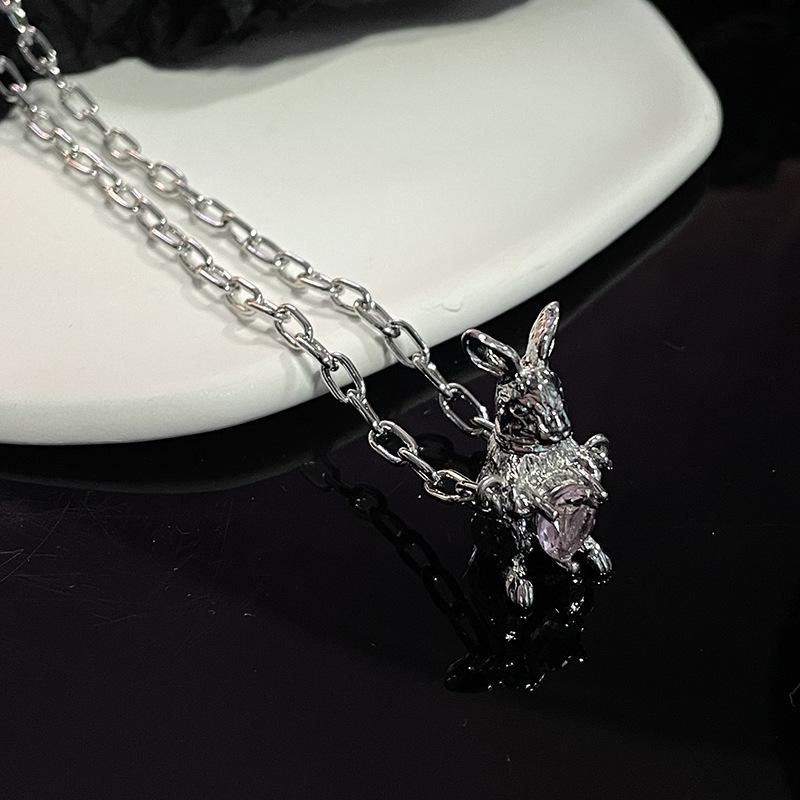 Кролик Циркон Любовь Ожерелье Нишевый Дизайн Чувство Год Кролика Высокое Чувство Французская Ключичная Цепь Текстура Женское