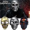Halloween Totenkopf Maske Weißes Geistergesicht mit Leuchteffekten, Glänzende Gold/Silber Gruselige Lächeln Maske für Erwachsene, Party Grusel Requisiten