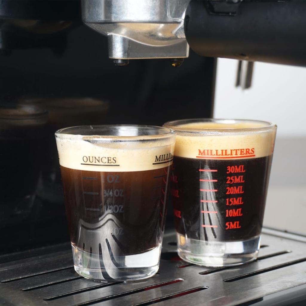 Taza Medidora, Vaso de Chupito para Espresso, Juego de Vasos de Chupito de 30 ml, Vaso Graduado, Vaso de Sake, Copa de Vino, Vaso Medidor (Negro, rojo)