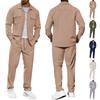 Nuevo Traje Casual para Hombre Primavera Otoño Estilo Callejero Color Sólido Holgado Manga Larga Conjunto de Dos Piezas Cargo Ropa Exterior de Moda
