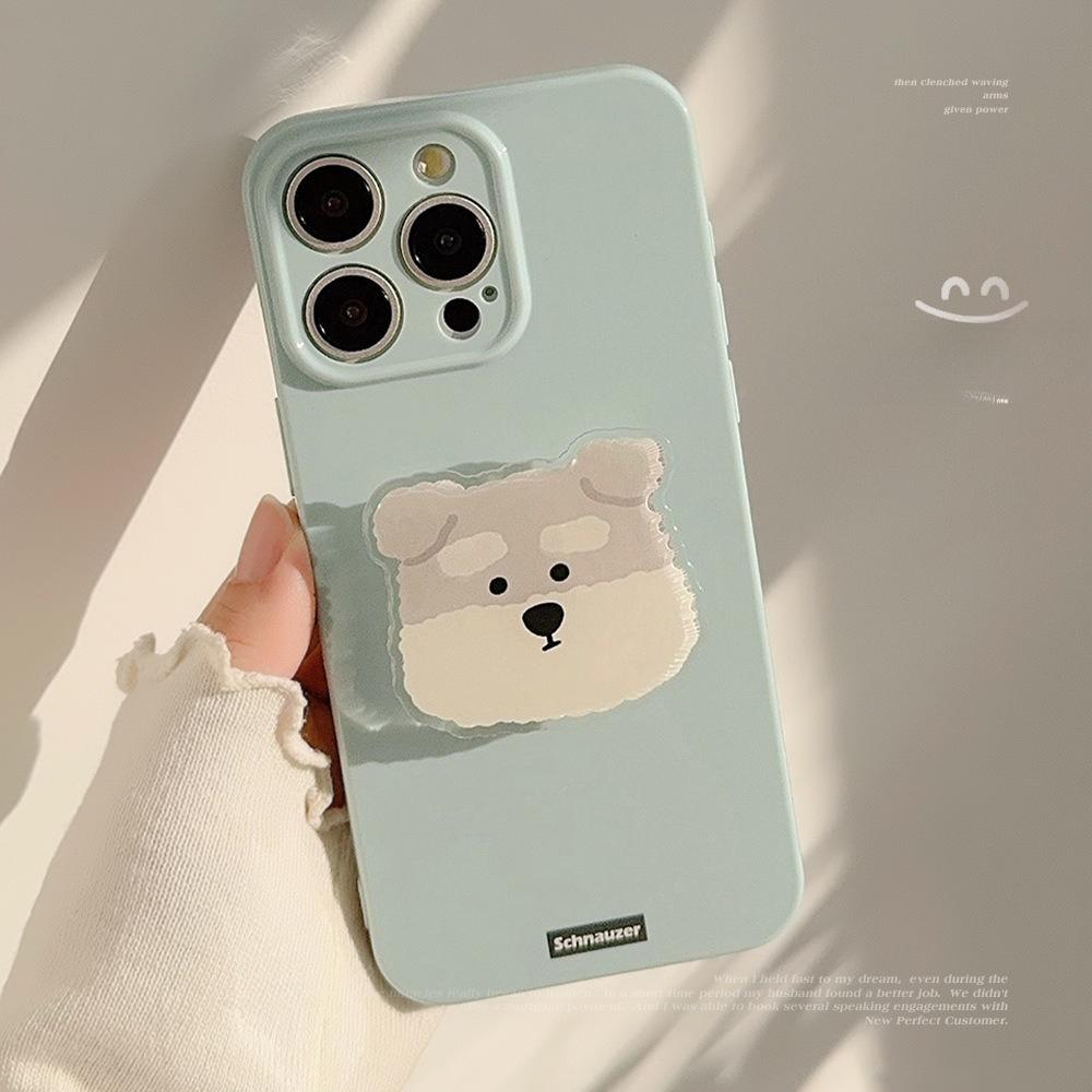 Milk Blue Ins Puppy Stand Iphone13 Suitable for 14 Mobile Phone Case Apple 15pro Max Original Cartoon 16 Soft