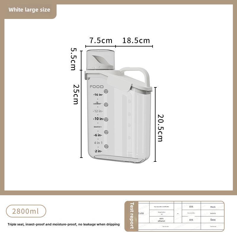 

Большая прозрачная влагонепроницаемая банка для зерна с крышкой для сохранения свежести на кухне 2800ml белый/слоновая кость