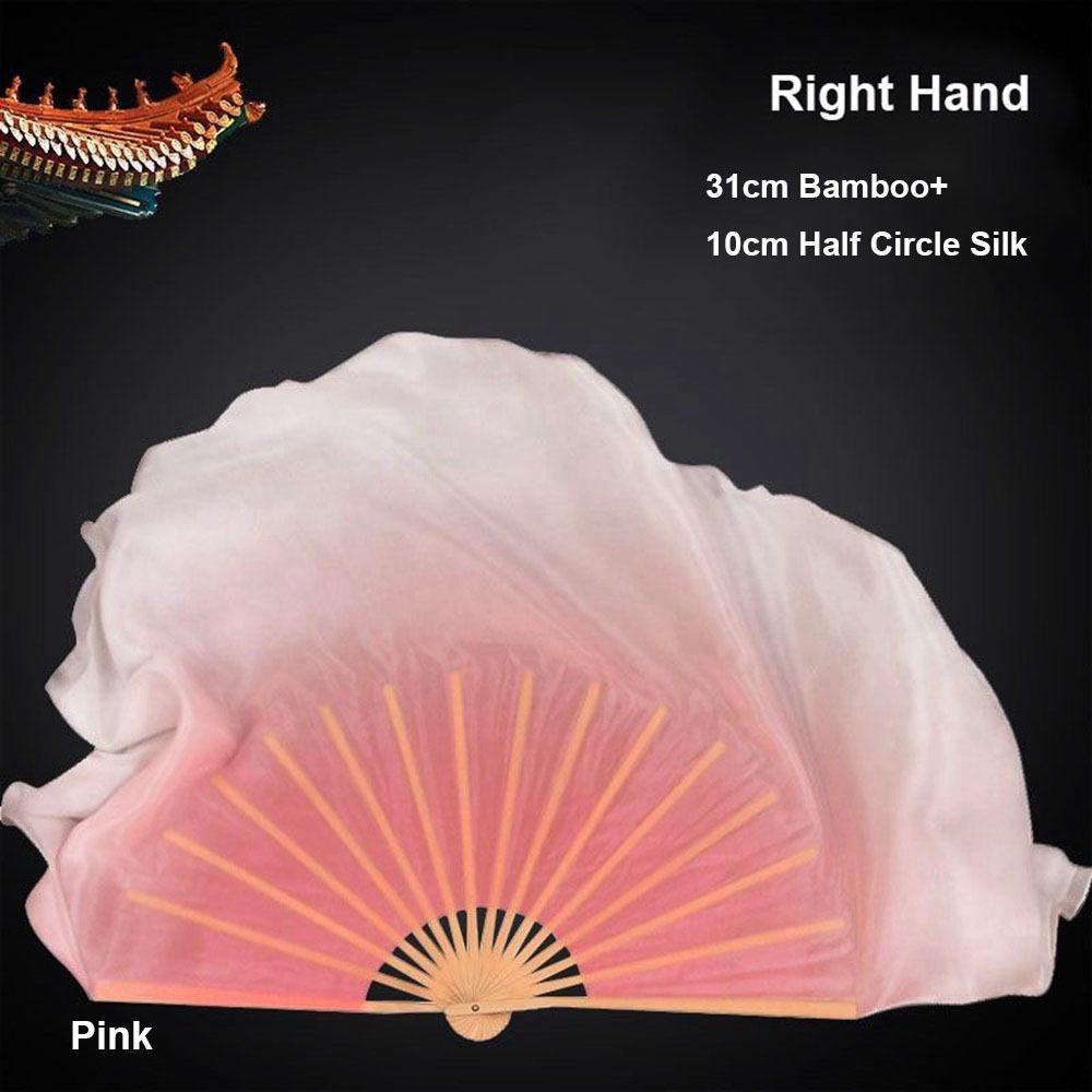 10cm Half Circle Silk Veil Chinese Short Bellydance Fan Hand Dye Adults Fan  Kid Women