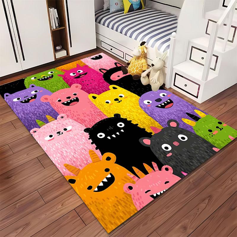 Colorful Cartoon Monster Print suitable as a non-slip mat for the living room or bedroom sofa