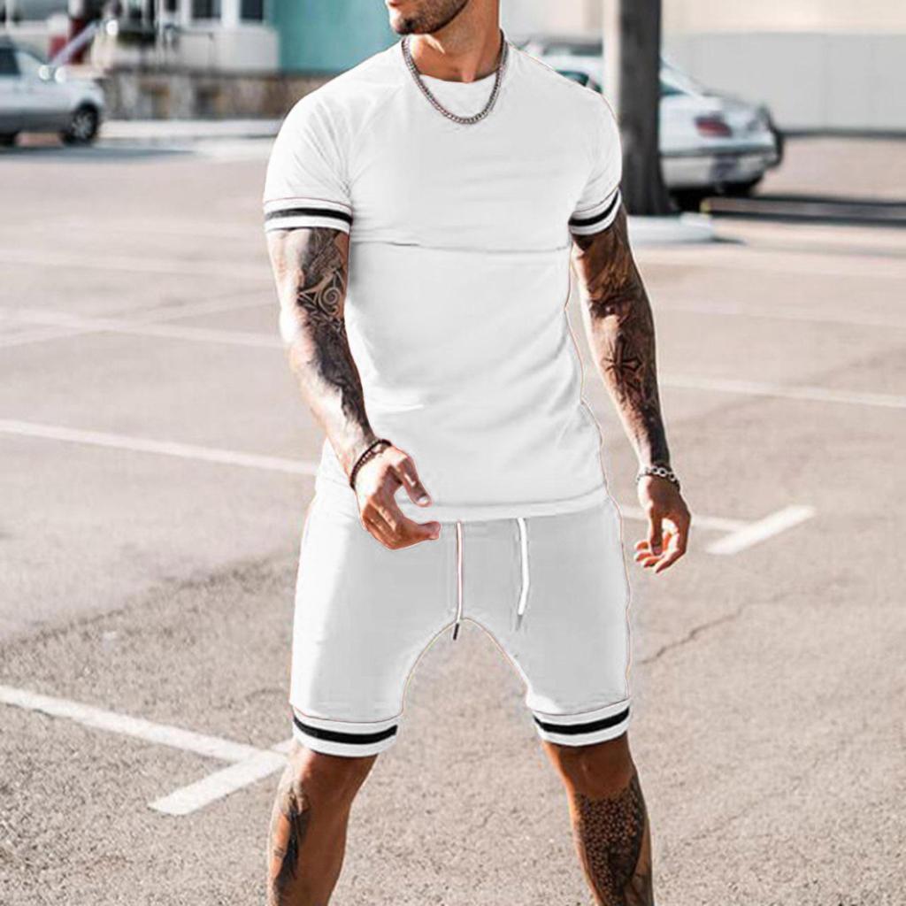2023 Men's Summer Spliced Short-Sleeve Sports Casual Suit
