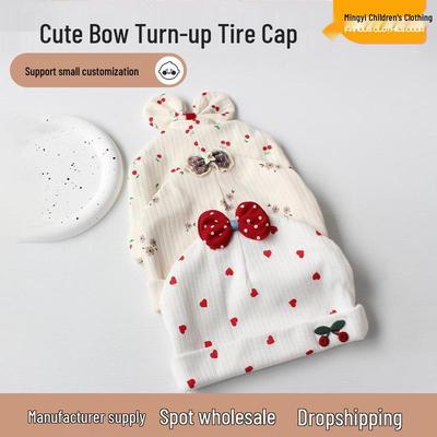 Cute Bow Cotton Baby Girl Hat with Small Flower - Spring, Autumn, Winter Collection