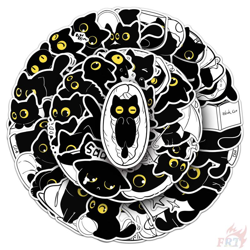 50Pcs/Set Funny Black Cats. Yellow Eyes Stickers DIY Fashion Waterproof Doodle Decals Stickers