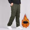 Winter Men's Cargo Pants Double Layer Fleece Warm Thick Cotton Long Trousers Men Baggy Casual