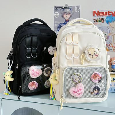 Cute College Student Backpack College Style Transparent Schoolbag Solid Color Bar Pain Bag Junior High School Simple Niche Backpack