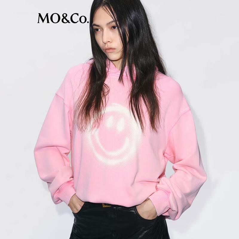 MO&Co. Women's Printed Washed Pullover Hoodie