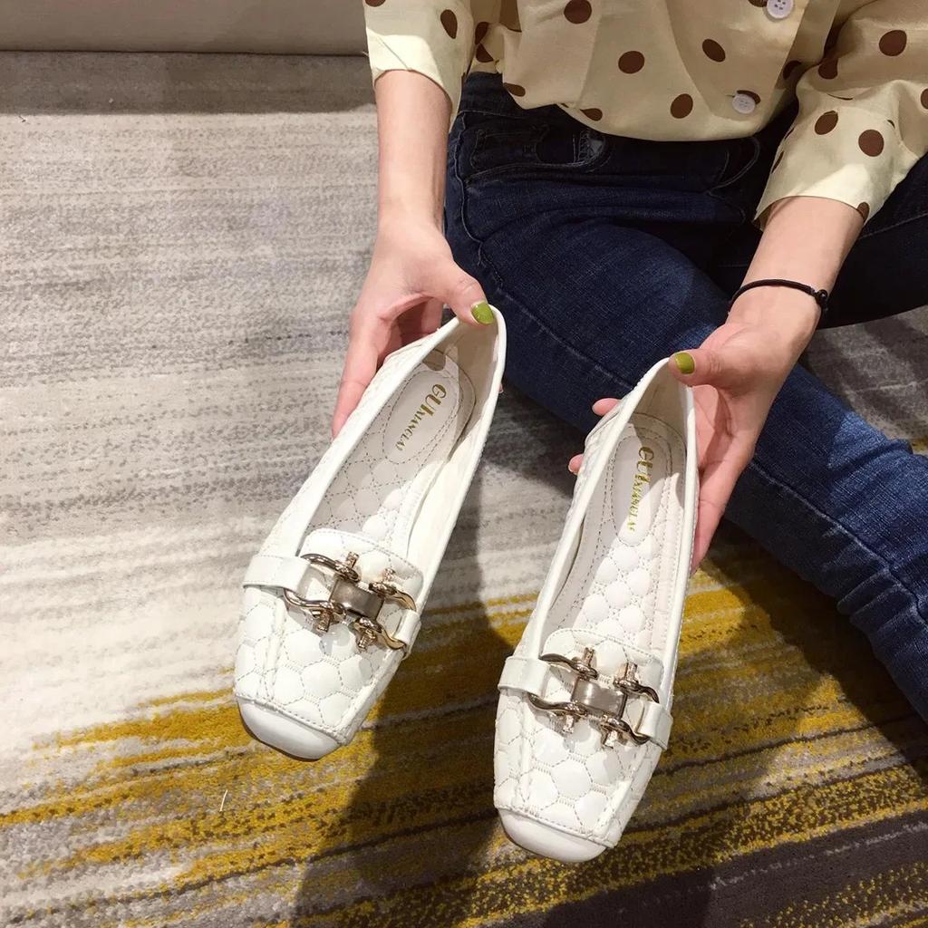 Fashion Spring New Ballet Women's Shoes Soft Bottom Large Square Head Comfortable Flat Bottom Casual Women's Shoes Size 35-42