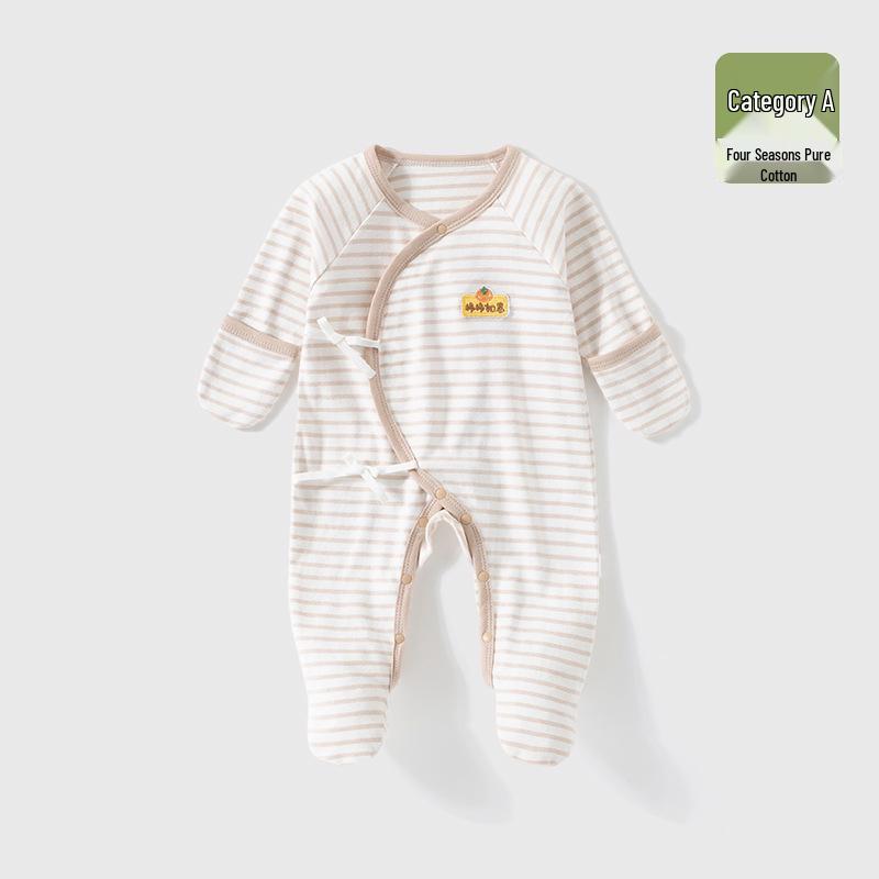 Baby Romper Pure Cotton A-Grade Crawling Suit with Hand & Foot Covers - Anti-Scratch Pajamas for Boys & Girls