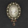 Crystal Rhinestones Cameo Vintage Brooches for Women Queen's Cameo Beauty Head Brooch Pin Clothing Accessories Girls Gifts