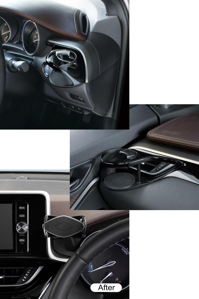 Tsuchiya Yac Air Conditioner Drink Holder for Driver and Passenger Smartphone C-HR Car-Specific Seats, Black/Silver, Holder, SY-C1, SY-C2, SY-C11