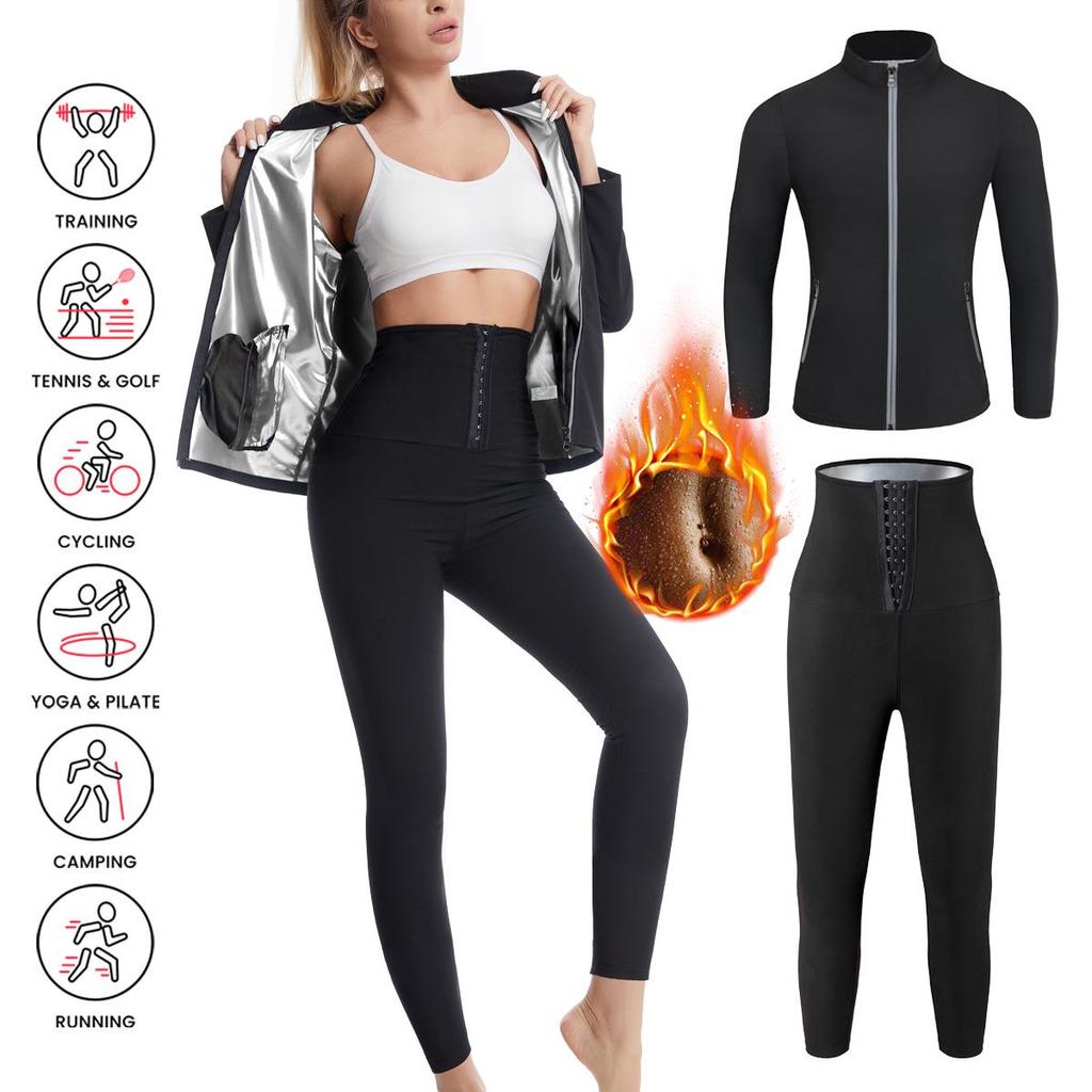 Women's Sauna Sweat Suit - Running, Fitness, Tummy Control with Pocket for Body Sculpting