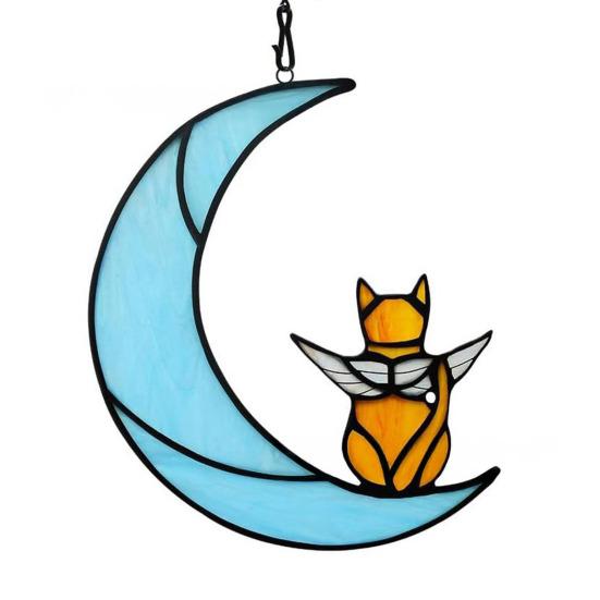 Cat Gift for Home Acrylic Hanging Pendant with Chain, Animal Ornament Window Decorative Wall Decor, Cute Lover Room Decoration Decor