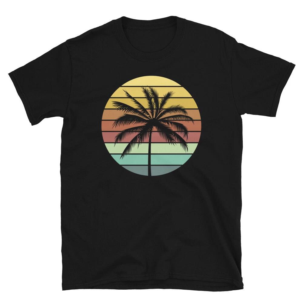 Palm Tree Retro Sunset Vintage Tropical Vacation Short-Sleeve Unisex T-Shirt