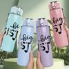 1PC Loving Sister Hand Lettering Print 750ml Color Plastic Sports Water Bottle Leakproof Flip Straw Lid Suitable for Sports Office Home Use