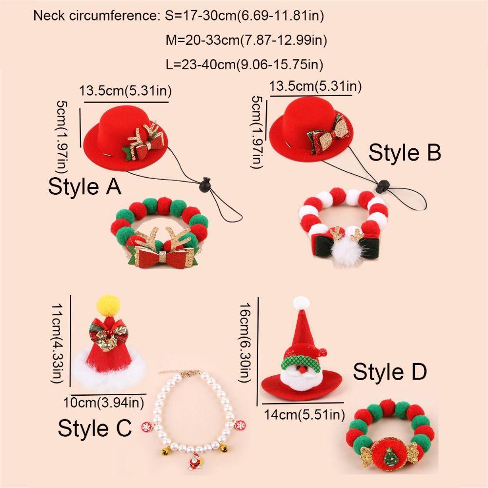 With Bell Pet Christmas Bow Hat Soft Cat Christmas Collar Christmas Cat Bow Tie  for Puppy Cats