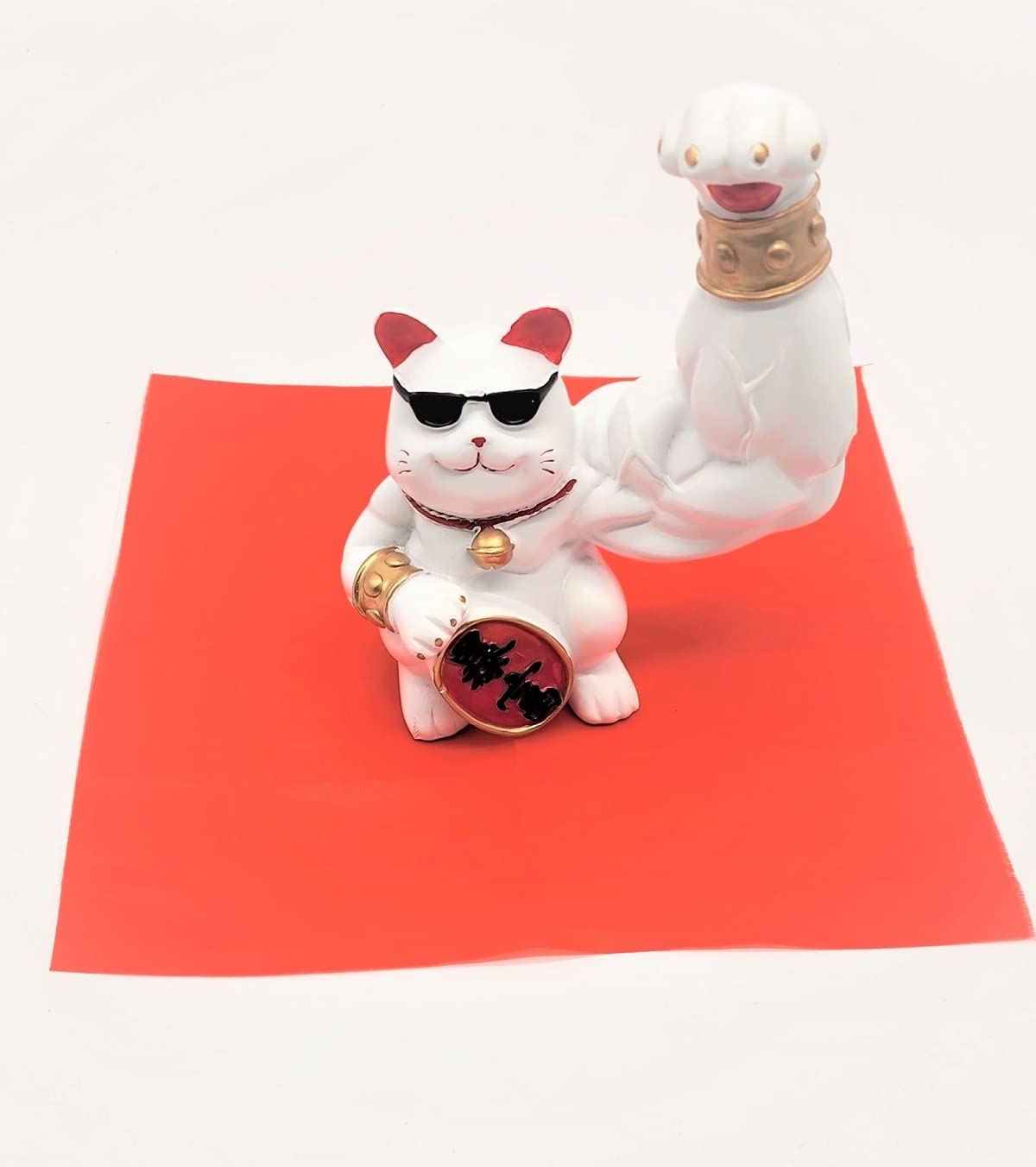 

Строитель, манящий рукой Рост Вес Поставляется с красным шелком Белый кот, Изобилие, Белый, 16,5 см, 375 г, подложка, белый