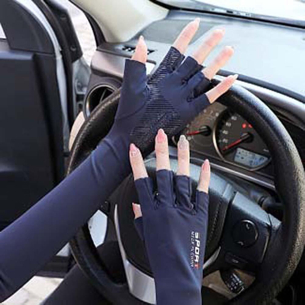 Sun Protection Summer Long Arm Covers Thin Anti-UV Arm Sleeves Half Finger Ice Sleeves Driving